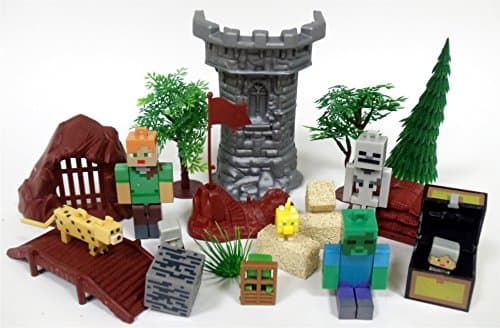 MINECRAFT 20 Piece Play Set Featuring RANDOM Minecraft Character Figures and Themed Accessories