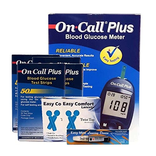 On Call Plus Free Meter Bundle - Meter, Test Strips, Lancets &amp; Lancing Device (200ct)