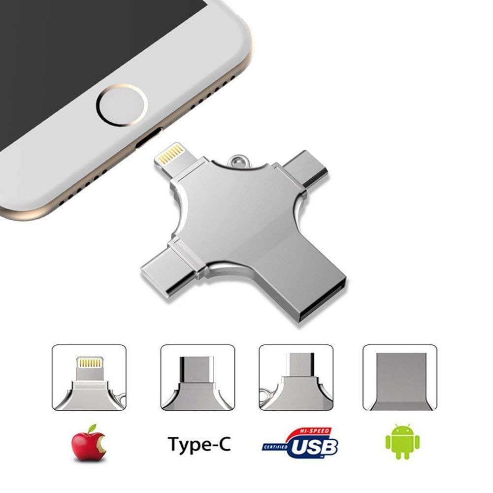 64 GB Memory Stick, iOS USB Flash Drive for iPhone and iPad, 4 in 1 Flash Drive for iPod Tablet Computer Mac Phones External Storage& Data Transfer