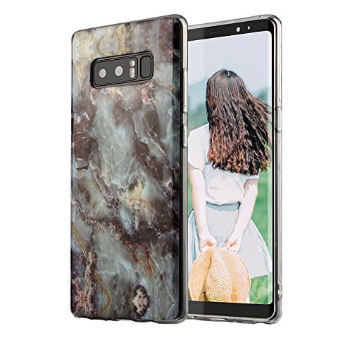 Galaxy Note 8 Case, [Marble Pattern] Ultra Slim Lightweight Soft TPU Rubber Skin Anti Slip Case Cover for Samsung Galaxy Note 8 - Black/Purple