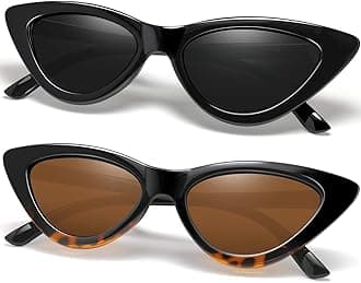 JoopinPolarised Cat Eye Sunglasses for Women, 100% UV Protection Retro Narrow Pointy Cateye Womens Sunglasses Triangle Sunglasses (Black+Leopard)