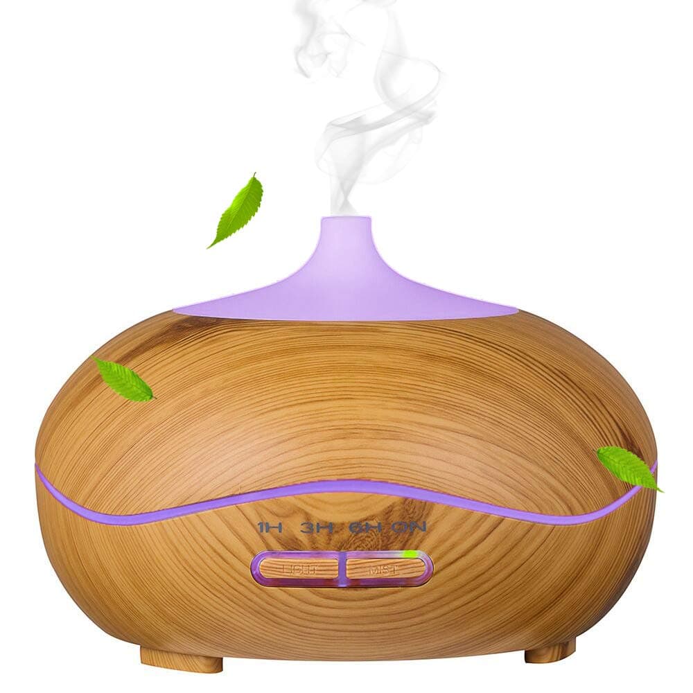 Aroma Essential Oil Diffuser 300ml for Aromatherapy with Adjustable Mist Modes Humidifiers with Auto Shut-Off, Changing Colored LED Lights for Home, Spa, Baby Room, Office (242 Wood)