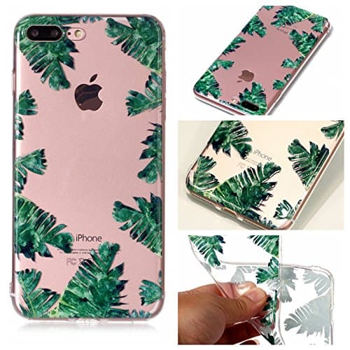 anzeal iPhone 8 Plus Case,iPhone 7 Plus Case, TPU Rubber Gel Shock-Absorption Bumper, Anti-Scratch Transparent Back Silicone Back Cover for iPhone 7 Plus/iPhone 8 Plus Leaf