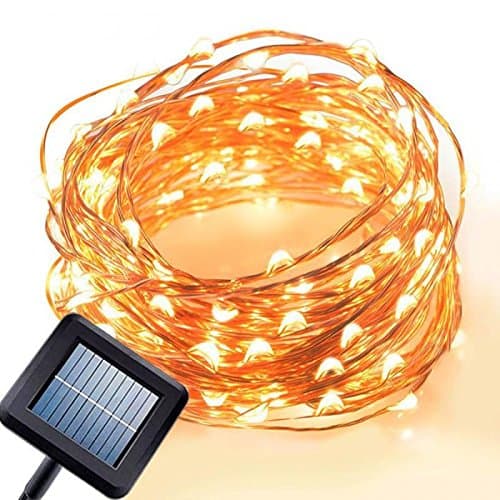 Solar Powered String Light, Fairy Decorative Starry String Lights, Copper Wire Lights Ambiance Lighting for Outdoor, Gardens, Homes, Dancing, Garden, Christmas Party (Warm White, 33ft, 100 LEDs)