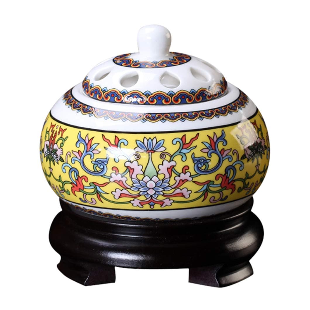 SYTH Ceramic Incense Burners Towers Holder Essential Oils Diffuser Timing Temperature Control Electronic Censer Home Porcelain Balcony Porch Patio Garden Essential