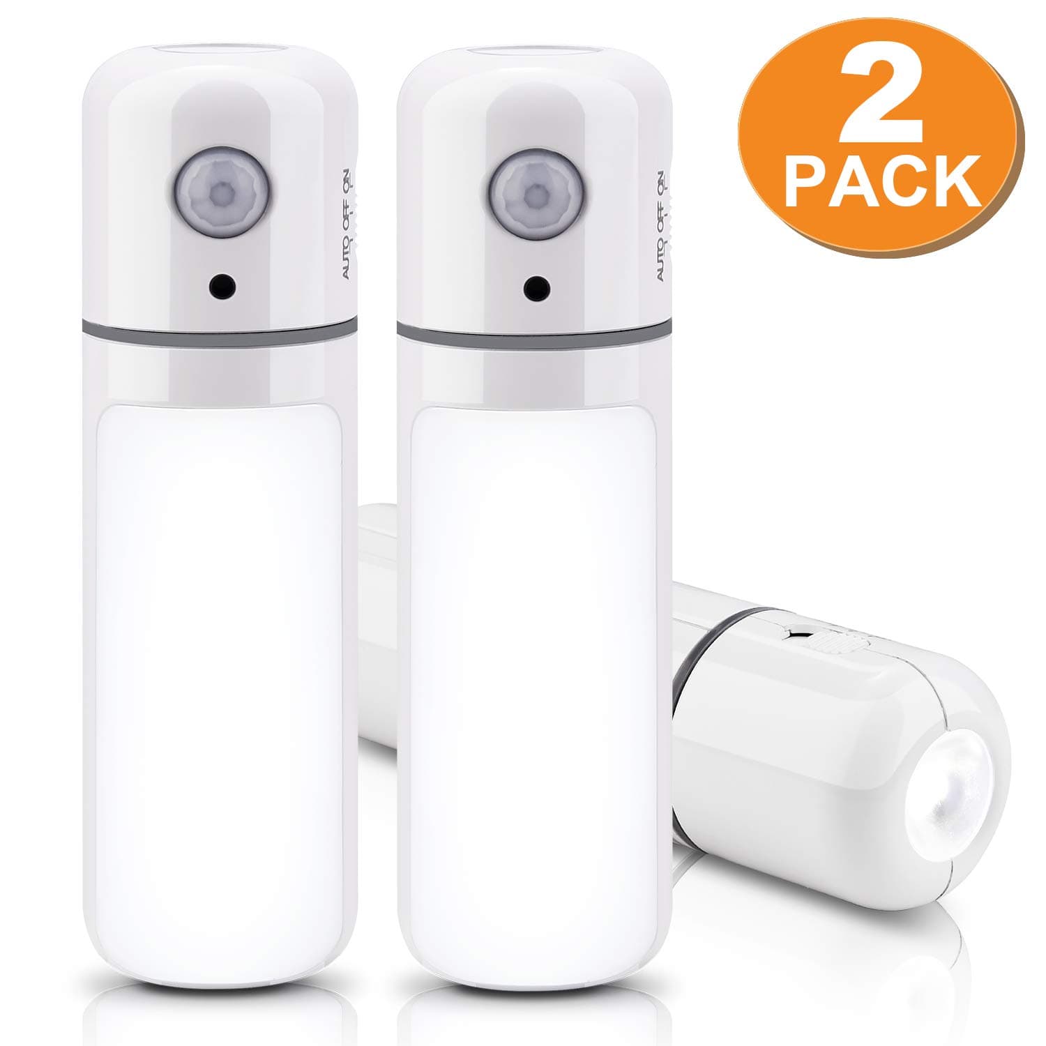 Sensor Nightlight/Flashlight/LED Emergency Light, 2 in 1 Multifunction Torch & Motion Sensing Night Light for Toilet Kitchen Stairs Porch Wardrobe AAA Battery Operated Bolt Free Installation (2 Pack)