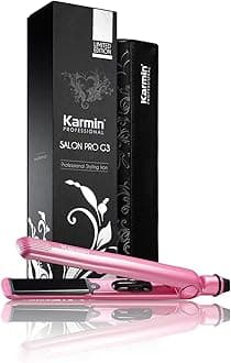 KARMIN G3 Salon Pro 1" Professional Tourmaline Ceramic Flat Iron Hair Straightener Ionic Hair Straightening Styling Iron, Straighten, Curl, Wave, Dual Voltage, Auto Shut Off, Carrying Case, Pink
