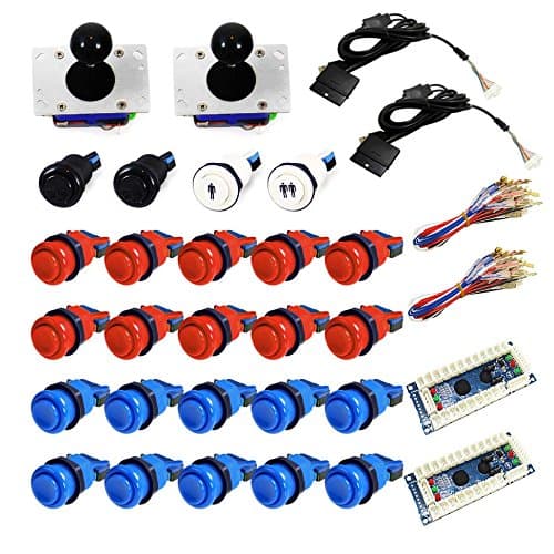 DIY Arcade USB Arcade 2 Player kit for PC / MAC / PS3 / MAME (Red Blue Bundle)