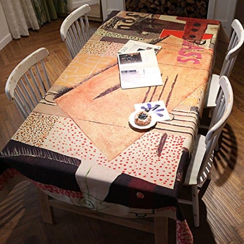 USTARAIL Modern Abstract Style Tablecloth With Letter Print for Rectangular or Round Table