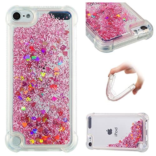 Liquid Case for iPod Touch 5th/6th Generation, Silicone Durable Case Cover Liquid Glitter Soft Transparent Clear TPU Crystal Gel Scratch Resistant for iPod Touch 5/6,Hancda Silicone Glitter Sparkle 3D Flowing Liquid Bling Shiny Anti Drop Shockproof Back Skin Shell Elegant Flexible Protective Cover for iPod Touch 5th/6th Generation - Rose Gold