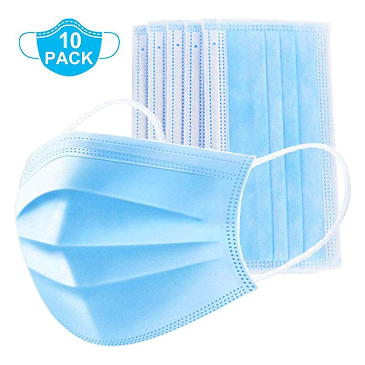 Surgical FACE C-O-V-E-R with Ear Loops - 3 PLY MA-S-K-S Blue (10)