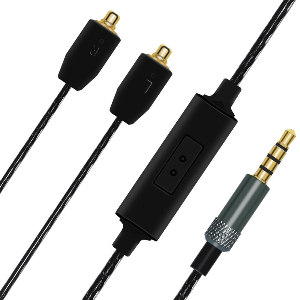 3.5mm Replacement Audio Cable with Remote Control Upgrade Extension Cable for Shure SE215、SE846、SE425、SE535、SE535LTD-J、SE315 YINYOO PRO H5 HQ5 Earphone (Black One Button)