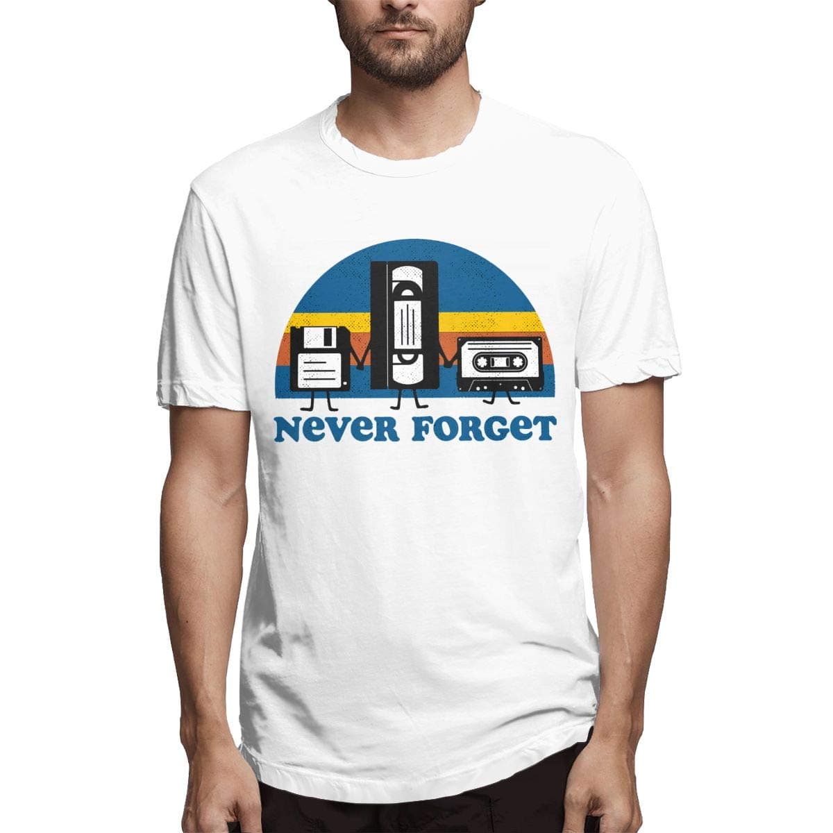 PatrickOdgen Never Forget Floppy Disk VHS and Cassette Tape Computer Men Cotton Short Sleeve Print Funny T Shirts