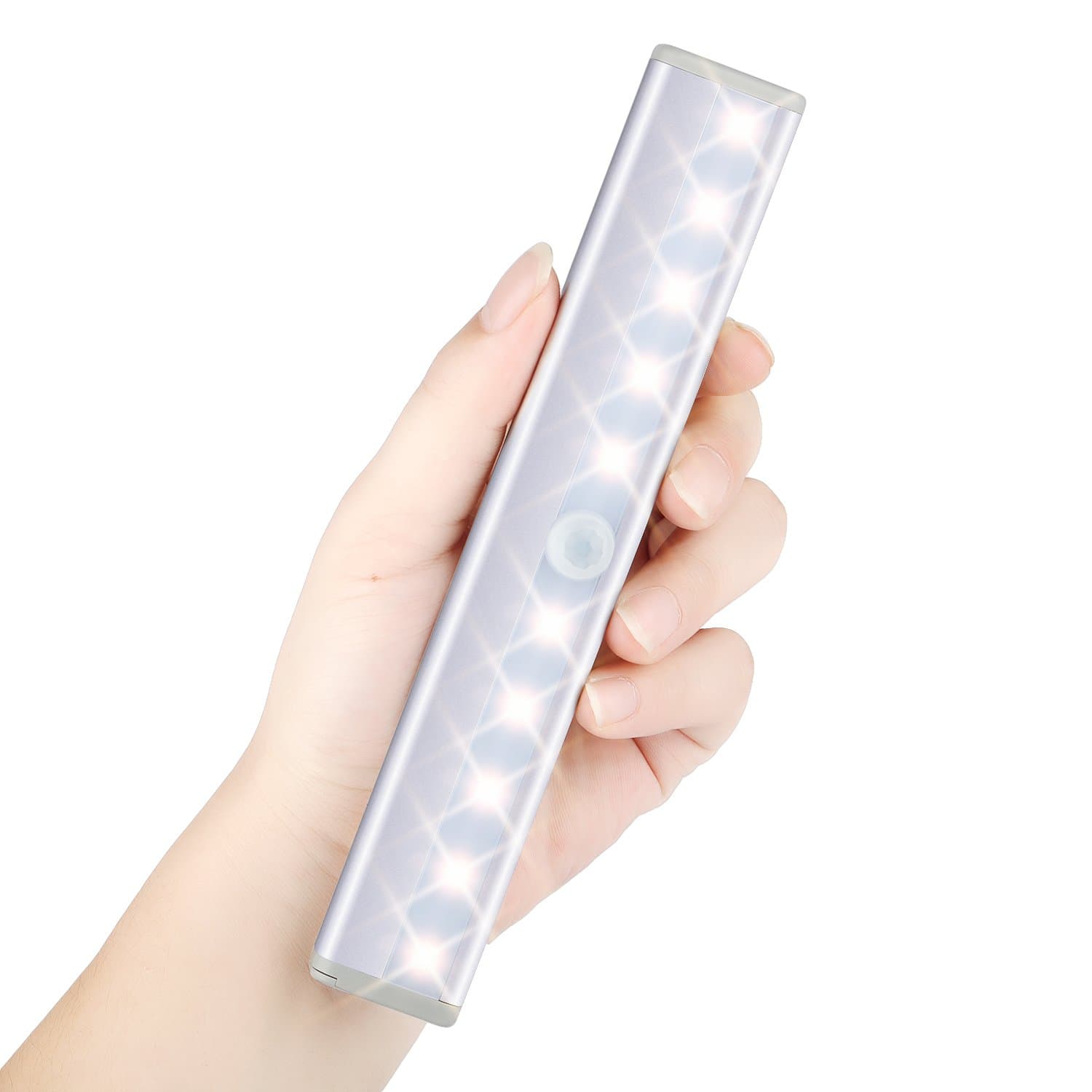 Tradinno Motion Sensor Light Bar, Sensor Battery Powered Stick on Light Magnetic Strip Cabinet Closet Kitchen Cupboard Tent Corridor Wardrobe Night Light (10 Warm White LED)