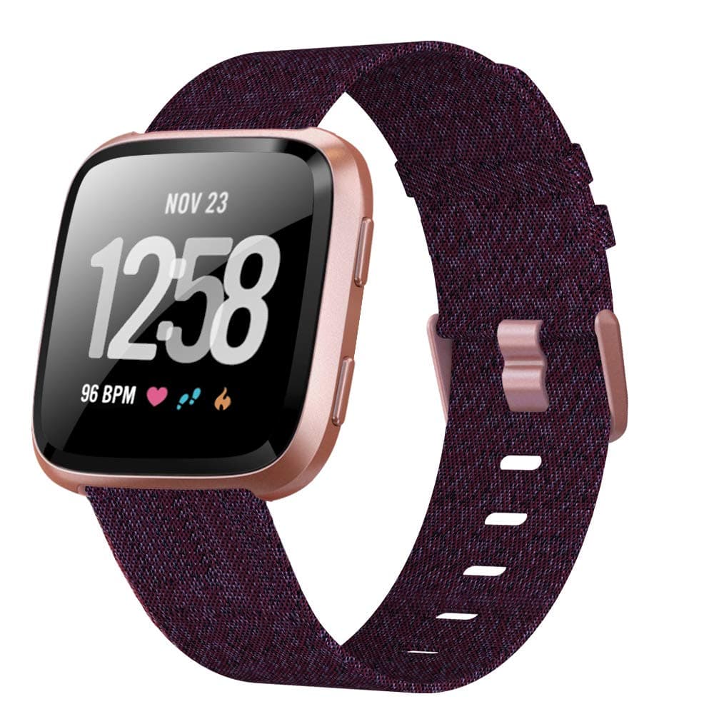 XIMU Bands Compatible with Fitbit Versa/Versa 2 / Versa Lite, Soft Woven Fabric Replacement Band Quick Release Canvas Strap Wristbands Accessories Women Men for Versa Smart Watch