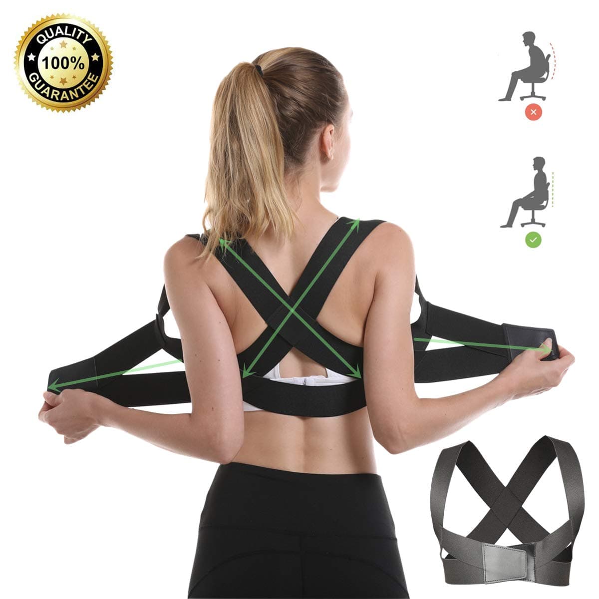 Posture Corrector for Men and Women Under Clothes, Adjustable Shoulder Straps Upper Back Brace Clavicle Posture Support Belt/Back Straightener/Posture Trainer for Kyphosis Hunching Slouching - XL