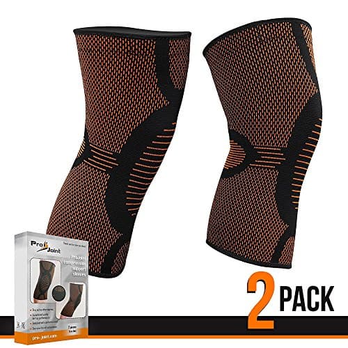 Pro Joint 2 Pack Compression Support Sleeve Knee Brace, Relieves Meniscus, Arthritis, Joint Pain, For Running, Basketball, Sports, Stay Active During Recovery From Injury (Size M)
