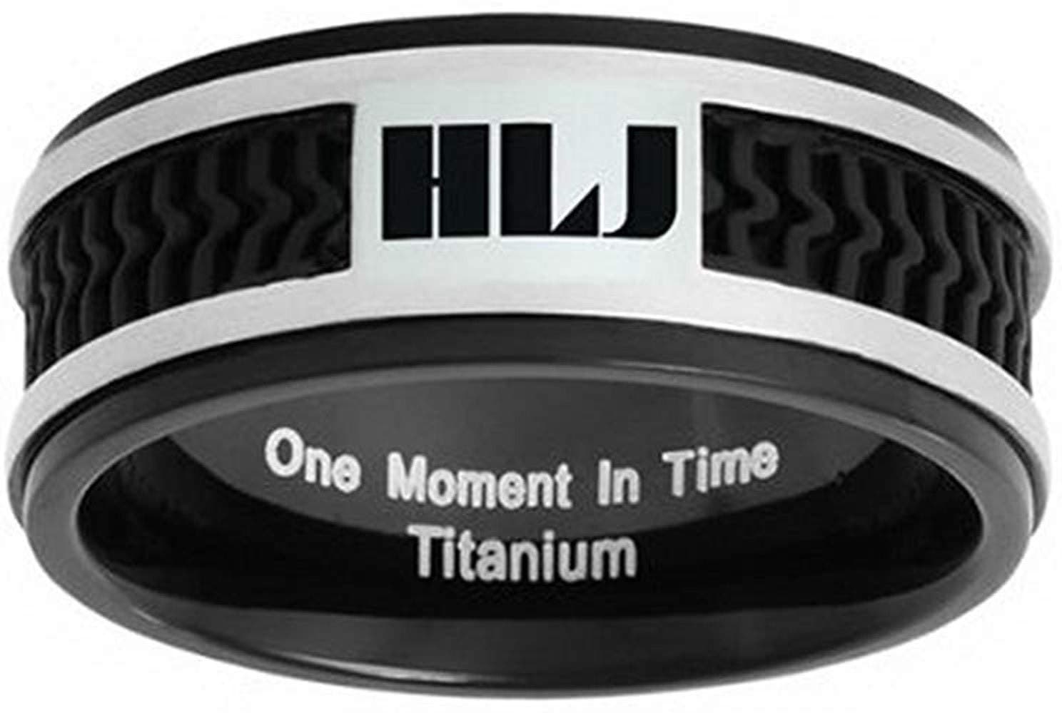 J120S - Spanish HLJ CTR Ring "Elements" Black Titanium with Rubber Inlay Designer inspired silver jewelry modern exclusive