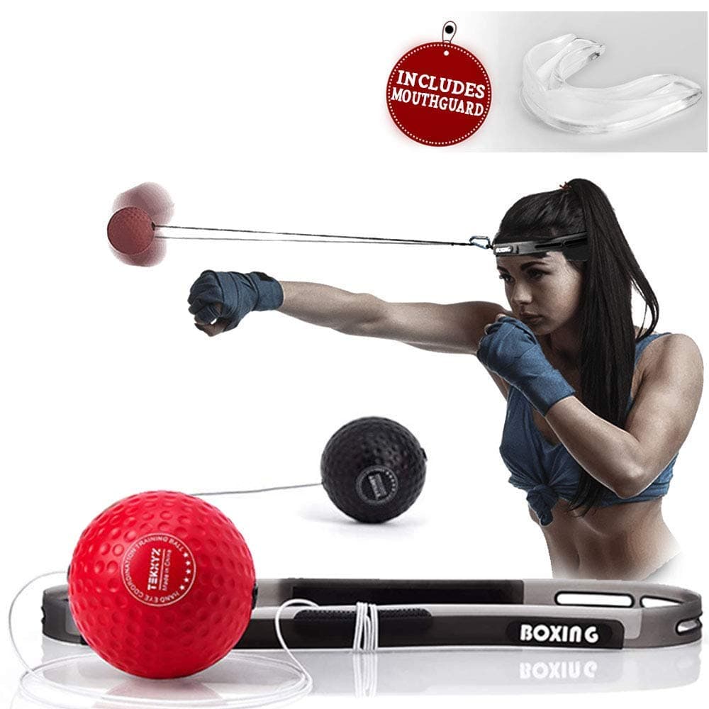 Boxing Reflex Ball Training Agility Speed 2 Difficulty Level Free MouthGuard Hand Eye Coordination Training Including Free Customizable Durable Mouthguard Moldable