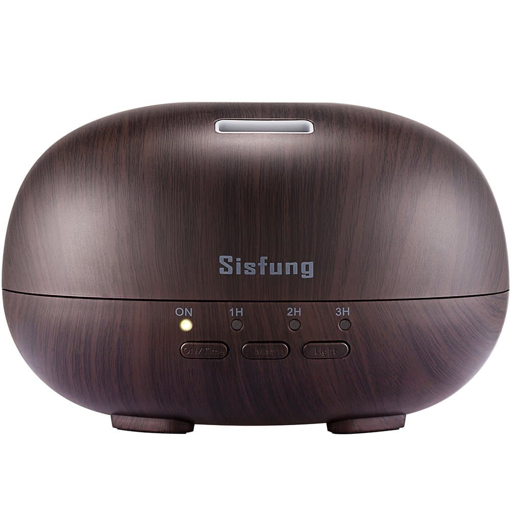 Essential Oil Diffuser, 300mL Ultra Quiet Wood Grain Aromatherapy Diffuser With 7 Color LED, 4 Timer and Waterless Auto Shut-off Suitable for Baby, Old People and Young People