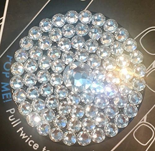 Black Popsocket made with Clear Swarovski Crystals