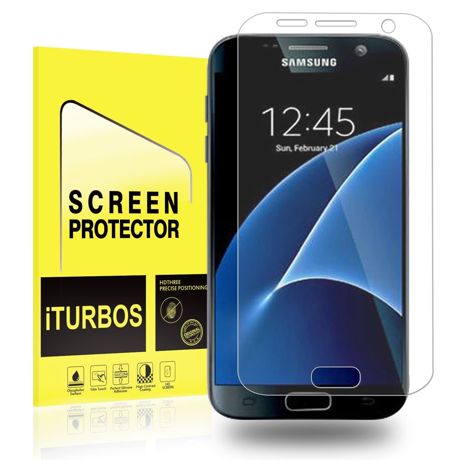 Galaxy S7 Screen Protector [2-Pack], iTURBOS Full Screen Coverage 3D PET HD Screen Protector Film for Samsung Galaxy S7