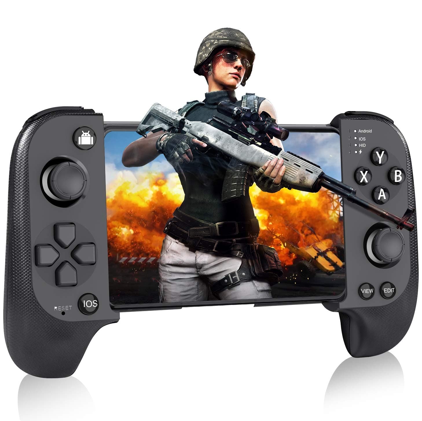 BEBONCOOL Mobile Controller, Wireless Mobile Gamepad Controller for ios Android iPhone Tablet Compatible with Bluetooth 4.0, Gaming Controllers Rechargeable Stretchable Game clip with Joystick