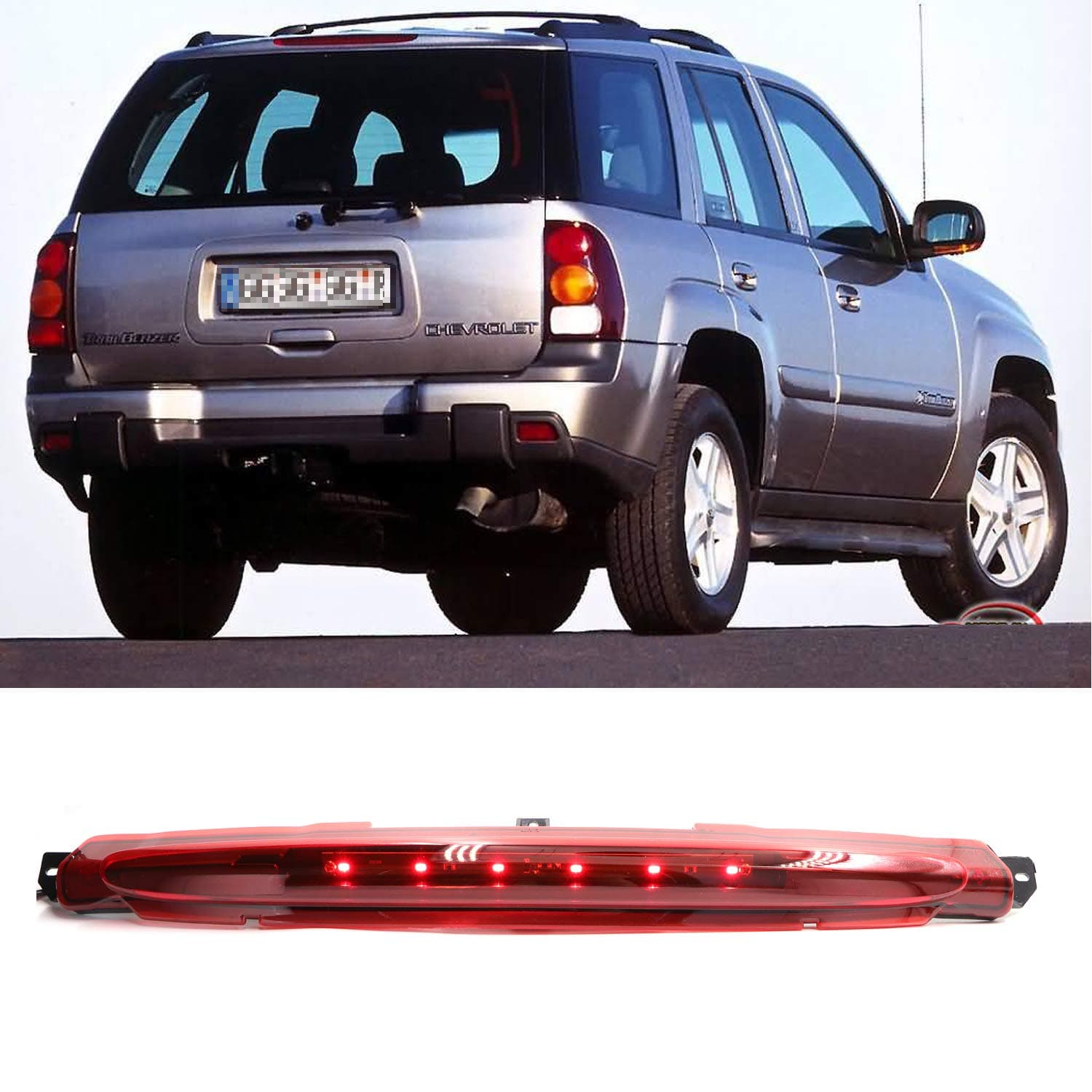 Center High Mount Stop Light Third 3rd Brake Light Lamp Assembly Fits for 2002 2003 2004 2005 2006 2007 2008 2009 Chevy GMC Buick(Red Lens)