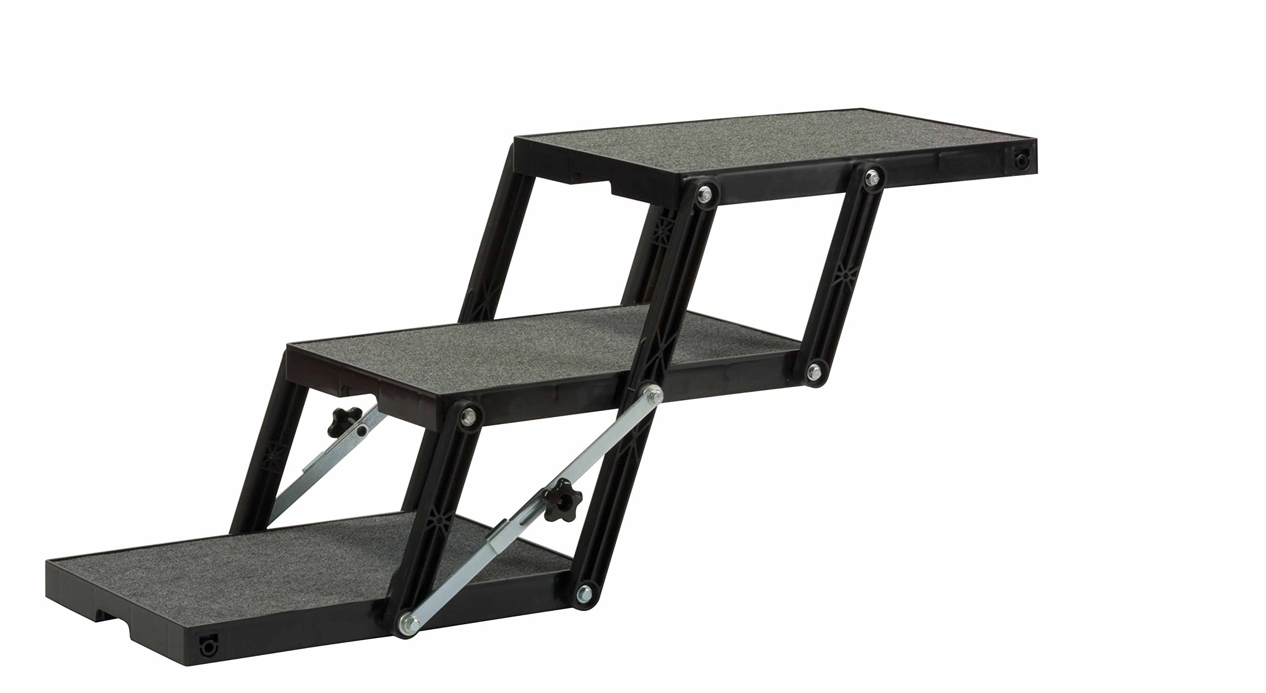 Pet LoaderMini 12" Platform, 3-Step with Wheels Made in USA Marine Grade Aluminum Safe Strong Any Size Dog Excellent for Side Entry Compact Foldable Carpeted