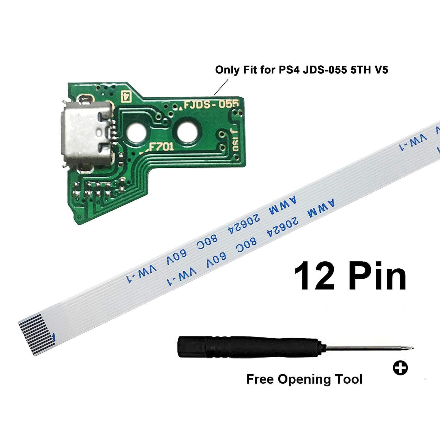 Micro USB Charging Port Socket Board with Flex Ribbon Cable Screwdriver for PS4 Pro Controller Board JDS-050 JDS-055 Version