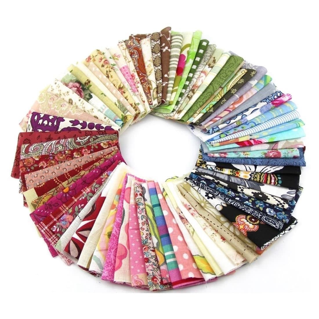Luntus Fabric Patchwork Craft Cotton Material Batiks Mixed Squares Bundle, 10 x 10cm, 50-Pack