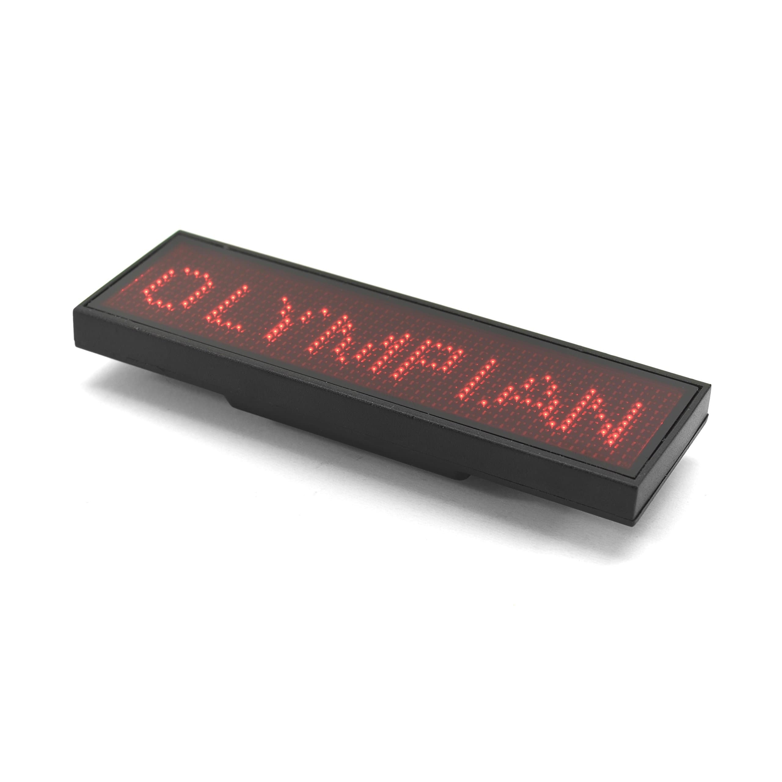 Olympian LED USB Programmable LED Scrolling Message Name Tag ID Badge with Magnet and Pin (12x48) - Red