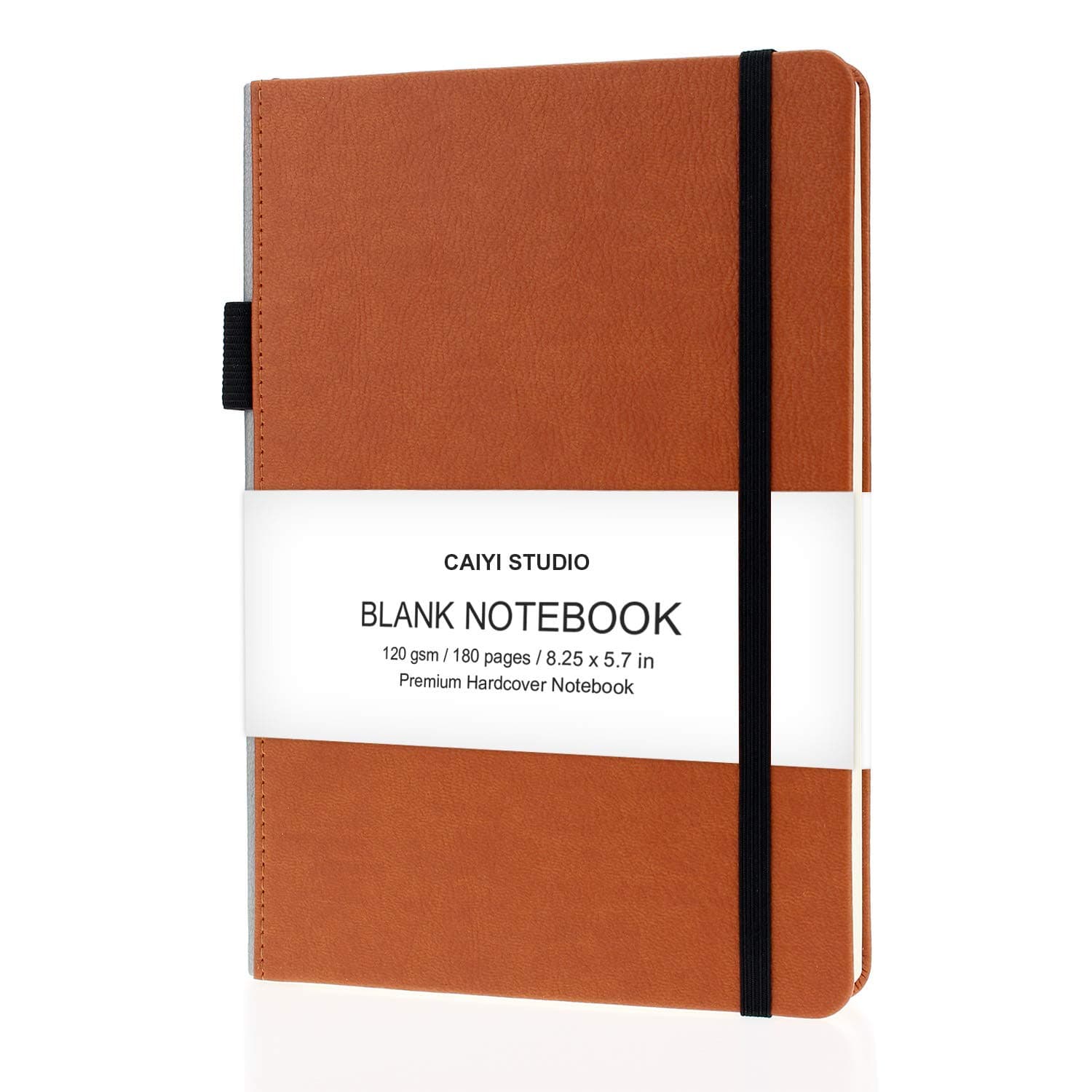 A5 Classic Blank/Grid/Dotted Notebook Journal with Pen Loop - 5.8 x 8.3 Inches Large Faux Leather Hardcover Writing Notebook with Inner Pocket, 120gsm Premium Thick Paper, 180 Pages(Blank)