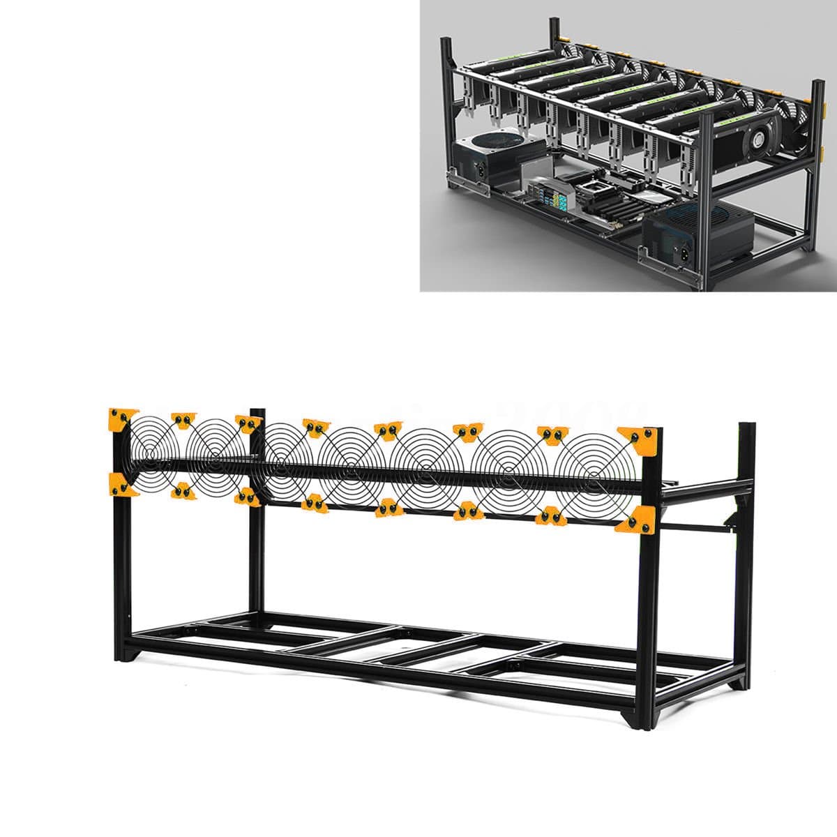 8 GPU Miner Case Aluminum Stackable Mining Rig Case Open Air Frame Unassembled Miner Kit For ETH/ETC/ZCash Ethereum,Bitcoin,and Altcoins (Classic,No Fan)