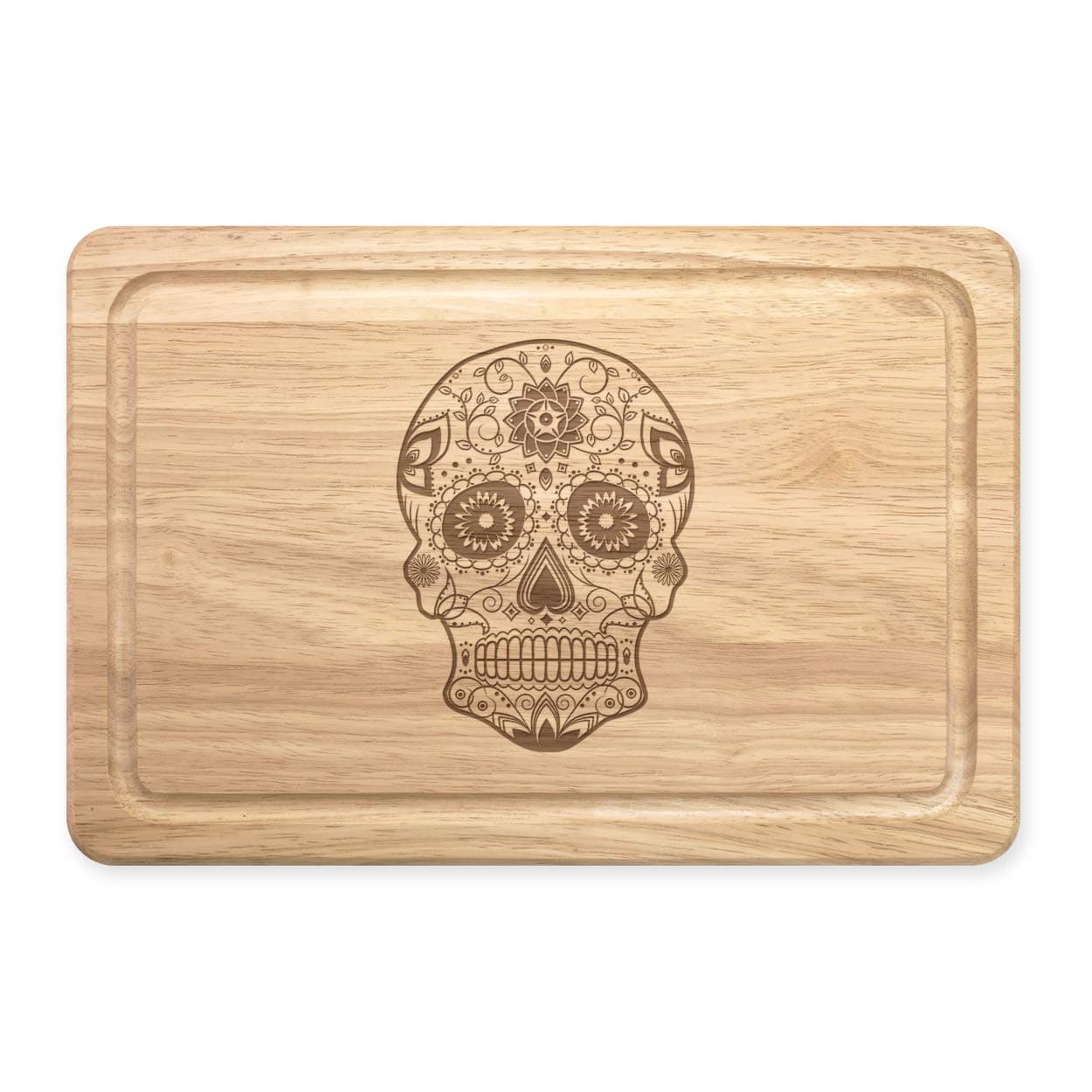 Black Sugar Candy Skull Rectangular Wooden Chopping Board