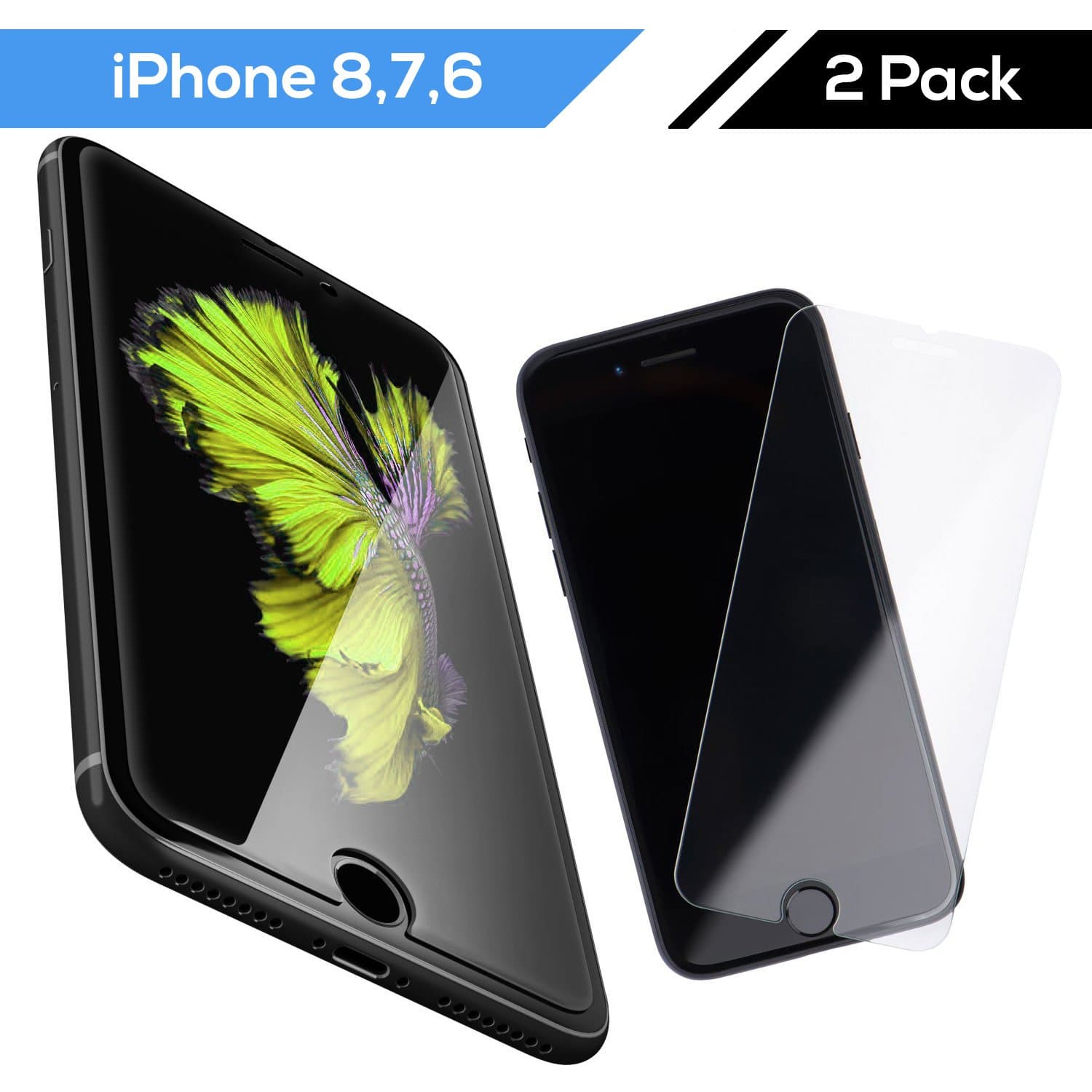 iPhone 8 iPhone 7 Tempered Glass Screen Protector 2.5D (2 Pack) - Apple iPhone 6 6s Screen Protector Glass, Shatter-Resistant 9H 3D Touch Ready, Bubble Free, Anti-Scratch HD Glass (4.7 inch) - iHard