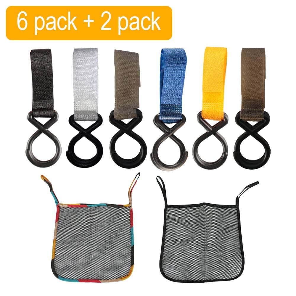 Stroller Hooks for Bags(6 Pack),Multi Purpose Stroller Hooks and Stroller Organizer for Mother,Diaper Bags,Groceries,Bags,Cup,Books,iPhone,Purse,Toys, iPad.