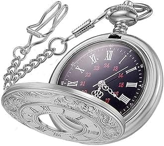 LYMFHCH Vintage Roman Numerals Scale Quartz Pocket Watch Mens Womens Watch with Chain Christmas Graduation Birthday Gifts Fathers Day