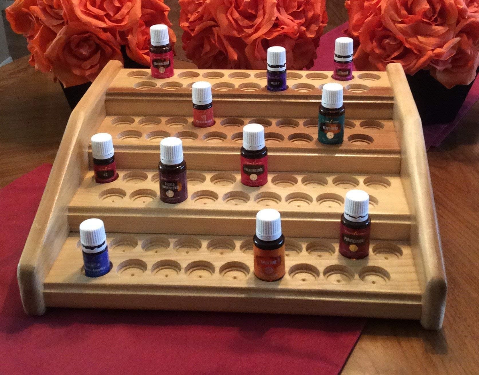 Essential oils rack display EO storage stand for 76 bottles Oil organizer with dual bottle sizing EO holder for 5ml and 15ml bottles 4 color choices