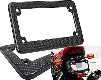 ICBEAMER Racing JDM Style Universal Fit Any Kind of Motorcycle Real Carbon Fiber License Plate Frame [Pack of 1 pc]