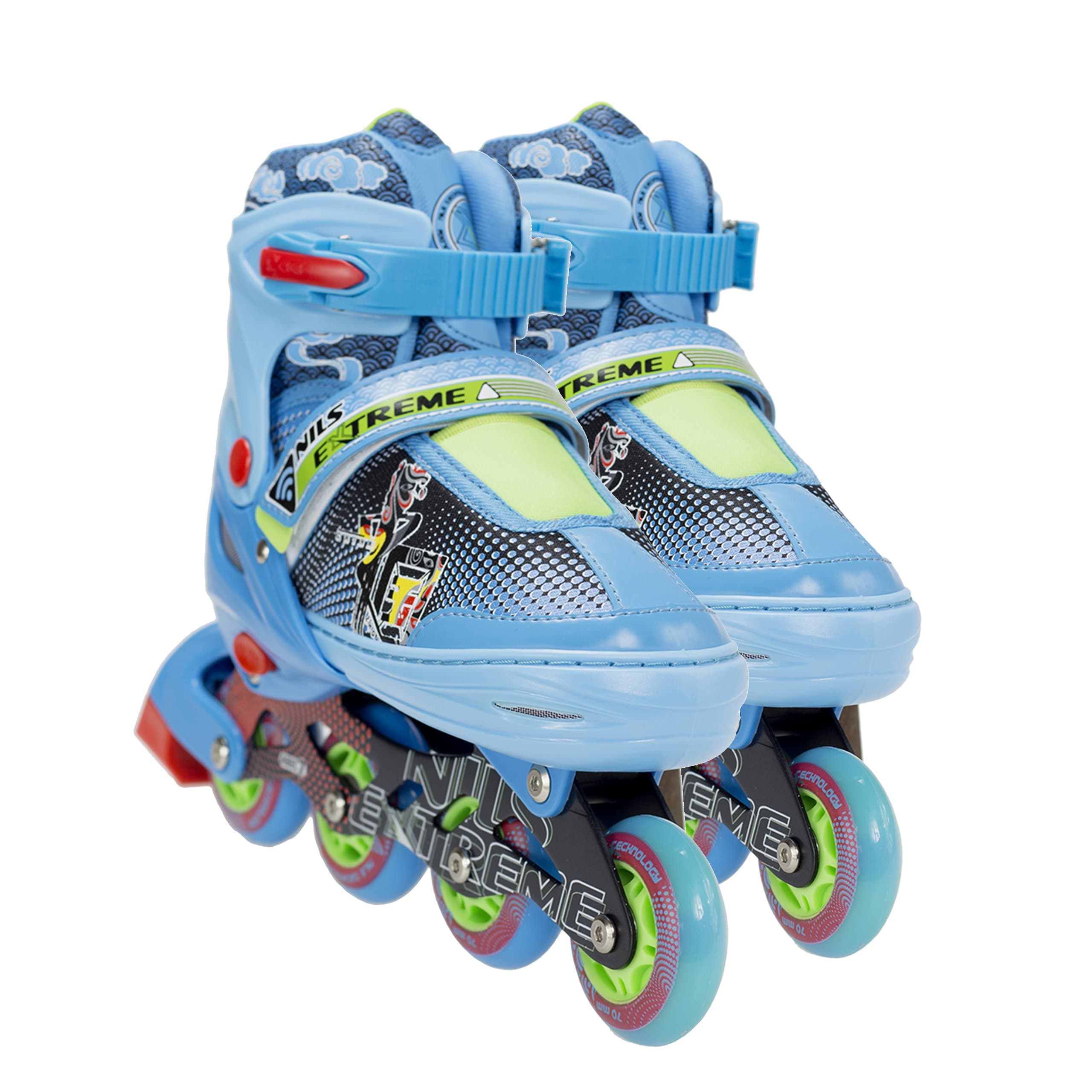 NILS InLine Skates Children's Adjustable Inline Skates adults s Inline Skates Adjustable Size Inline Skates in Sizes 26 to 37 LED ABEC7 Bearing | Pink/Blue/Red/NJ4605