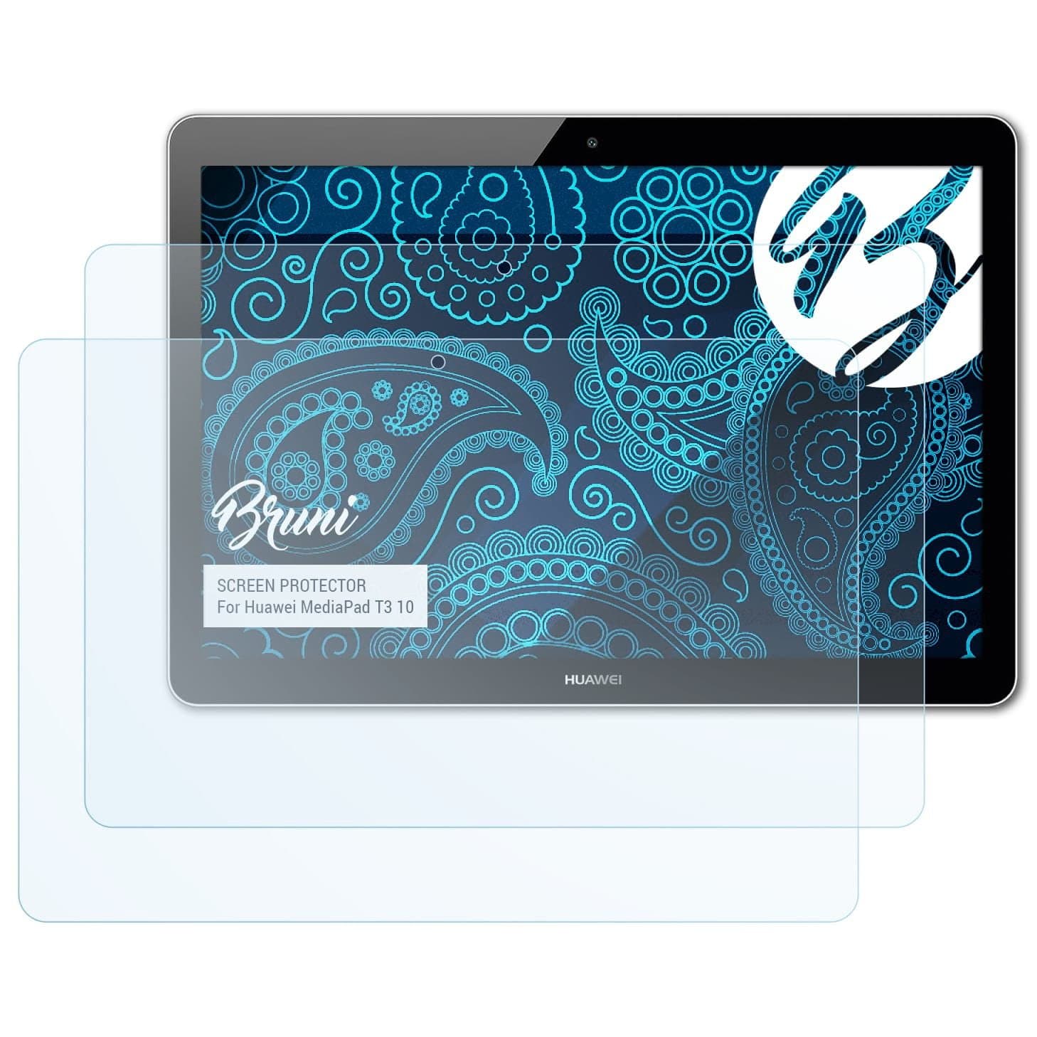 Bruni Screen Protector compatible with Huawei MediaPad T3 10 Protector Film, crystal clear Protective Film (2X)