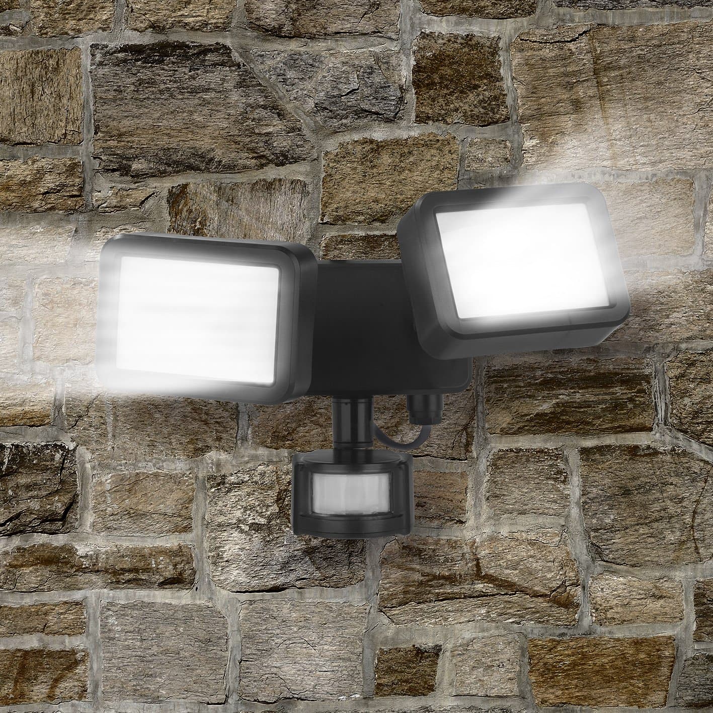 Easymaxx Security LED Outdoor Spotlight Double Spotlight with Motion Sensor Fully Adjustable ABS PC Aluminium Black