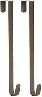 Sattiyrch 15" Wreath Hanger, Steel Over The Door Single Hook, Brushed Copper, 2pcs