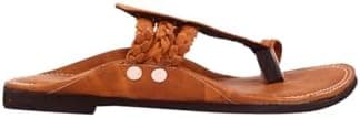APRATIM MEN'S ETHNIC FOOTWEAR/KOLHAPURI CHAPPAL/FLAT-TAN/Stylish & Comfortable