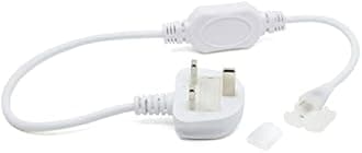 G.W.S® 1M Neutral White 4000K AC 220V-240V Seamless LED COB Strip Light with Standard UK Plug, IP65 Waterproof, Cuttable Every 50CM