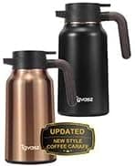 2 PCS Thermal Coffee Carafe 70 oz - 36 Hour Stainless Steel Carafes for Hot Liquids-Insulated Coffee Carafes For Keeping Hot/Cold Coffee, Tea, (Black+Gold)