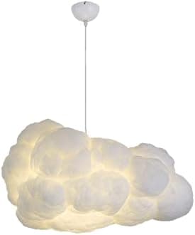 Funteam Modern Floating White Cloud Pendant Hanging Light Nordic Cotton Ceiling Light Fixture Girls Children's Living Room Bedroom Hotel Lobby Restaurant Clothing Store Chandelier (11.8Inch)