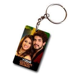 My Cool Step Multicolour Personalized Rectangular Shape for Couple with Photos Both Side Printing Keyrings Keychain