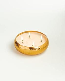 AuraDecor Gold Hammered Urli Multiple Wick || Celebration || Festive || Long Burning || Fragrance (Medium (14 * 4.5 cm))